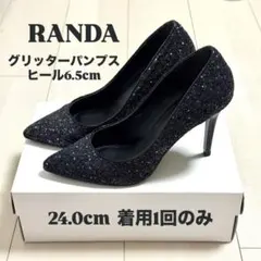 【極美品】RANDA グリッター ブラック ポインテッドトゥ ハイヒール