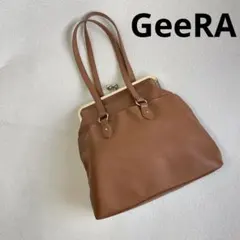 GeeRA ジーラ がま口 レザー ショルダーバッグ キャメルのサムネイル