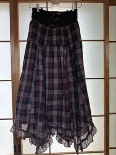 チェック柄フリルロングスカート　アクシーズファム
