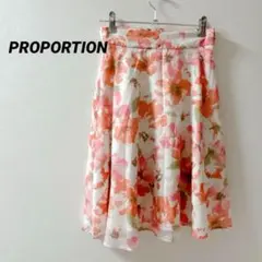 プロポーション　花柄　フレア　スカート　 ピンク　オレンジ　シフォン　サイズ1