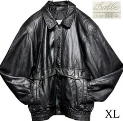 大きいサイズ【vintage】リアルレザーシングルライダースジャケット 黒 XL