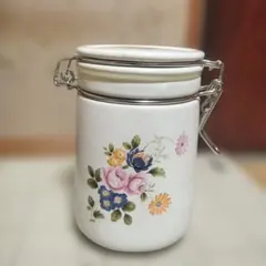 希少ヴィンテージ 昭和レトロ キャニスター 保存容器 花柄フラワー 調味料入れ