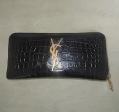 SAINT LAURENT 長財布 クロコ型押し ブラックのサムネイル