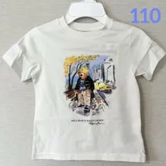 新作◇ラルフローレン ポロベア ロゴコットンTシャツ ホワイト犬 4T/110