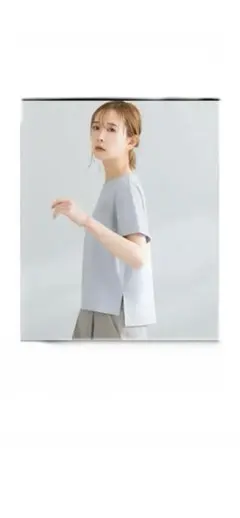 URBAN RESEARCH ROSSO サイドスリットショートTシャツ ブルー