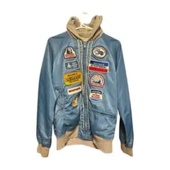 ヒステリックグラマー パッチ付きブルー ジャケット フード付き