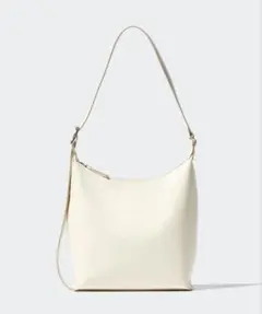 ユニクロ　レザータッチスクエアショルダーバッグ　01オフホワイト