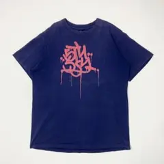 【ナス紺】90s STUSSY グラフィック Tシャツ L アメリカ製 紺タグ
