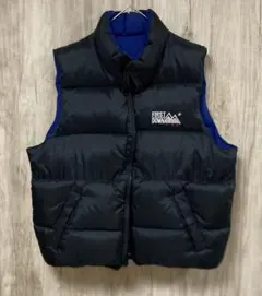【リバーシブル】FIRST DOWN ダウンベスト Lサイズ ブラック×ブルー