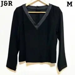 J&R Vネック 長袖プルオーバー カットソー ブラック M 日本製 トップスのサムネイル