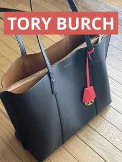 値下げ　黒いレザー トートバッグ トリーバーチ　A4収納可