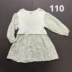 【気まぐれ値下げ】プティマイン ドッキングデザイン　花柄ワンピース　110