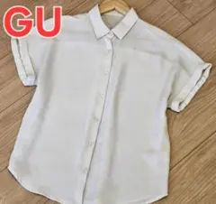 ジーユー GU 折り返し 半袖シャツ ブラウス ラグラン フォーマル M 春夏