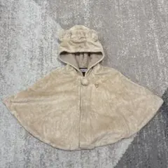 【ミキハウス】 ベビーポンチョ フード付き ベージュ