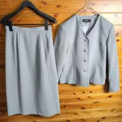 スカートセットアップ　ノーカラージャケット　スカート　グレー　Ⅿ　フォーマル