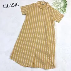 LILASIC リラシク ロングワンピース　シャツワンピース　コットン　麻　M
