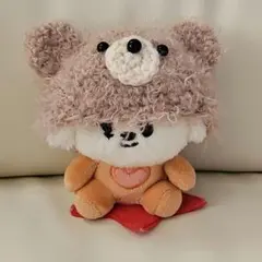 くまの被り物　毛糸　バムグッ　ダゴニャン　ベージュ　モコモコ