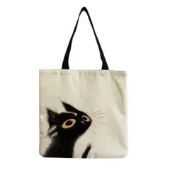 07 トート バッグ 猫 ねこ リネン 布 エコバッグ ショルダー 토트 백