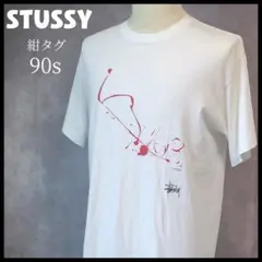 STUSSY Tシャツ　WTAPSコラボ　90s　紺タグ　Lサイズ　シングル