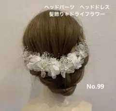 ヘッドパーツ　ヘッドドレス　髪飾り＊ドライフラワー　ホワイト　花冠