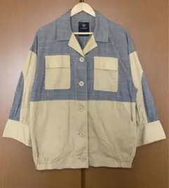 【w closet】異素材切替シャツ羽織り(ベージュ)のサムネイル