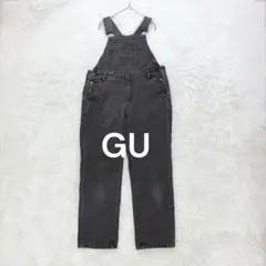 ジーユー♡GU デニムオーバーオール サロペット M ブラック ストレート ゆる