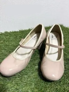 【あしながおじさん】ピンクベージュ ストラップ付き パンプス 23.5cm