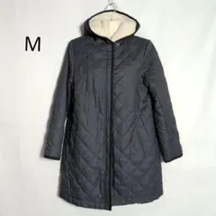 フード付きキルティングジャケット93 М ボア デニム調ネイビー ポケット