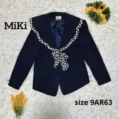 【MiKi】セーラージャケット【9AR63】ネイビー 花柄 肩パッド 日本製