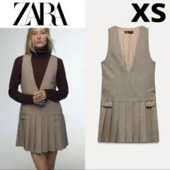早い者勝ち！新品未使用　美品ZARA ピチチェック柄プリーツワンピース