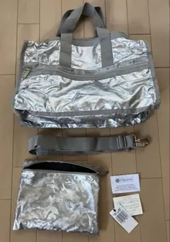 レスポートサック ミディアムウィークエンダー パテントカモシルバー