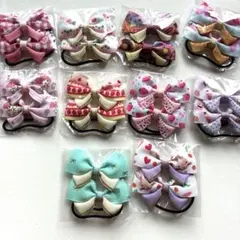 NO.13 ハンドメイド　キッズヘアゴム　カラフルリボンヘアゴム10個セット