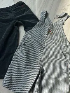 セット ミキハウスストライプオーバーオール ラルフローレン