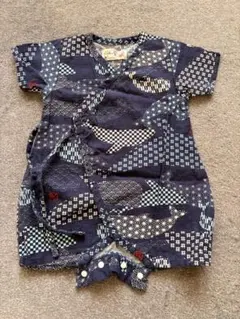 くろまる 魚柄 甚平 60-70cm ネイビー