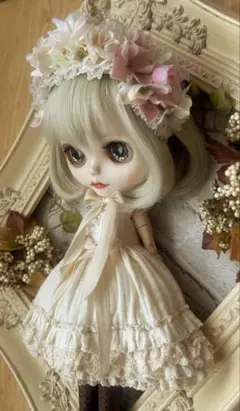 ヘッドドレス 白兎耳×お花 ネオブライスサイズ - メルカリ