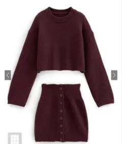 【新品】GRL ショート丈トップス×ボタンスカートニットセットアップ sd048