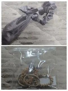 シュシュ ベロア リボン　ヘアゴム