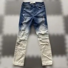 美品　アバクロ スキニー ダメージジーンズ　グラデーション　スキニー