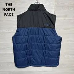 THE NORTH FACE 企業ロゴ 刺繍 黒青 オーバーサイズ ダウンベスト