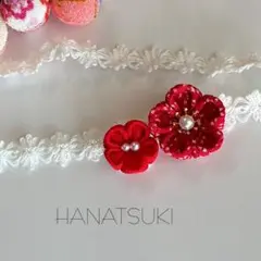 ベビーヘアバンドつまみ細工✿和柄可愛い赤