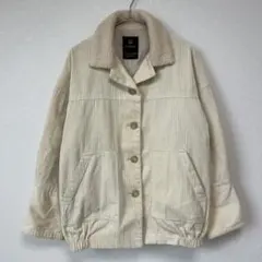 ◎ダブルクローゼット コーデュロイ ボア襟 ジャケット 綿　アイボリー L