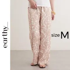 新品　earthy_ オリジナルプリントイージーパンツ　アーシー　ベージュ　M