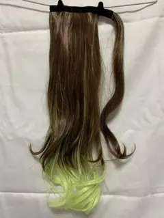 新品⭐️ポニーテール ウィッグ ブラウン×ライトグリーン 推し活 コスプレ