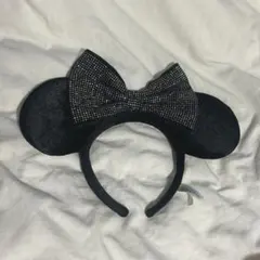 ディズニー　ミニーカチューシャ　ブラック　スパンコール