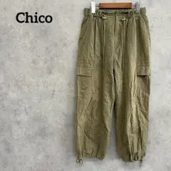 フーズフーチコ Chico 裾絞りポケットカーゴパンツ カーキ F
