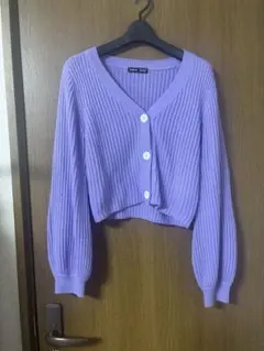 SHEIN クロップド丈 カーディガン パープルのサムネイル