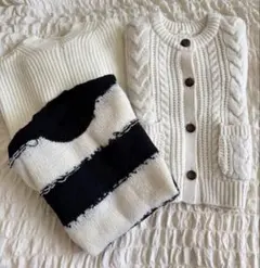 レディースニット　まとめ売り　ケーブル編み　ボーダー　短丈