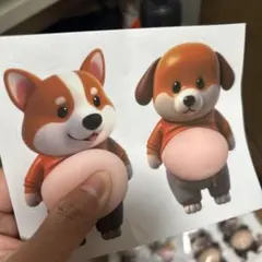 【12 匹セット】3Dシール 猫 犬 セット おなかシール 立体シール かわいい