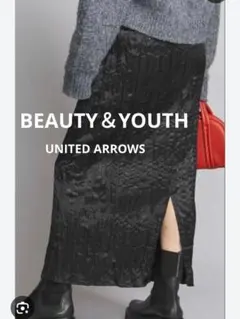 BEAUTY＆YOUTH　サテンクラッシュプリーツスカート