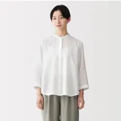 リネン洗いざらし七分袖ブラウス/無印良品/Sサイズ